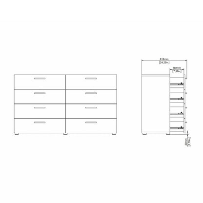 Daejeon Black Wooden Wide Chest 8 Drawers