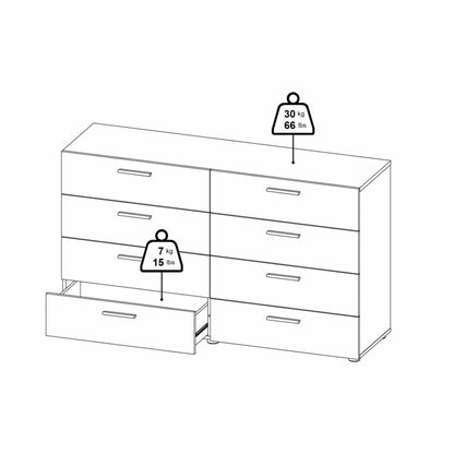 Daejeon Black Wooden Wide Chest 8 Drawers