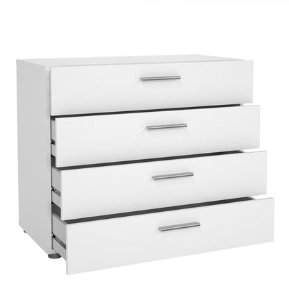 Daejeon White Wooden Chest 4 Drawers