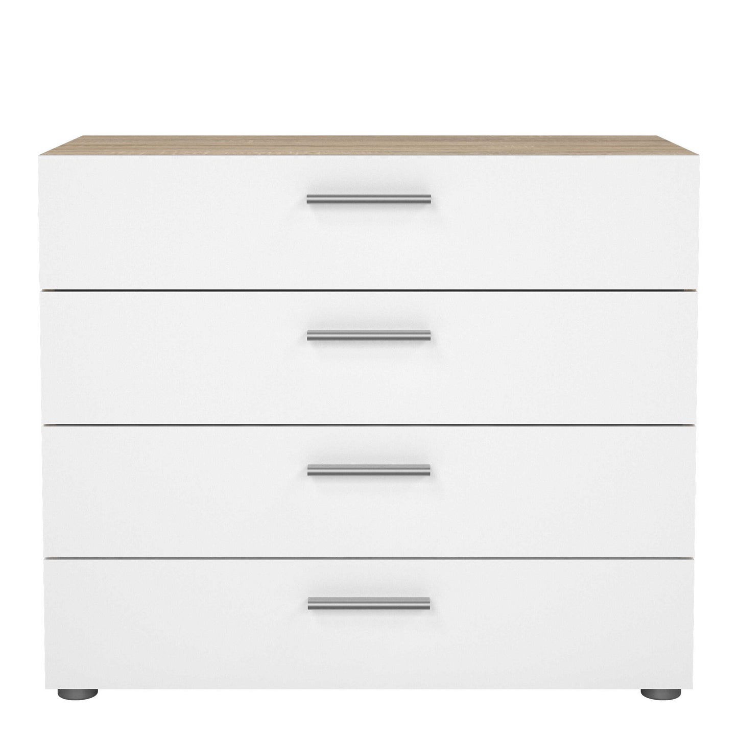 Daejeon White and Natural Oak Effect Wood Chest of 4 Drawers