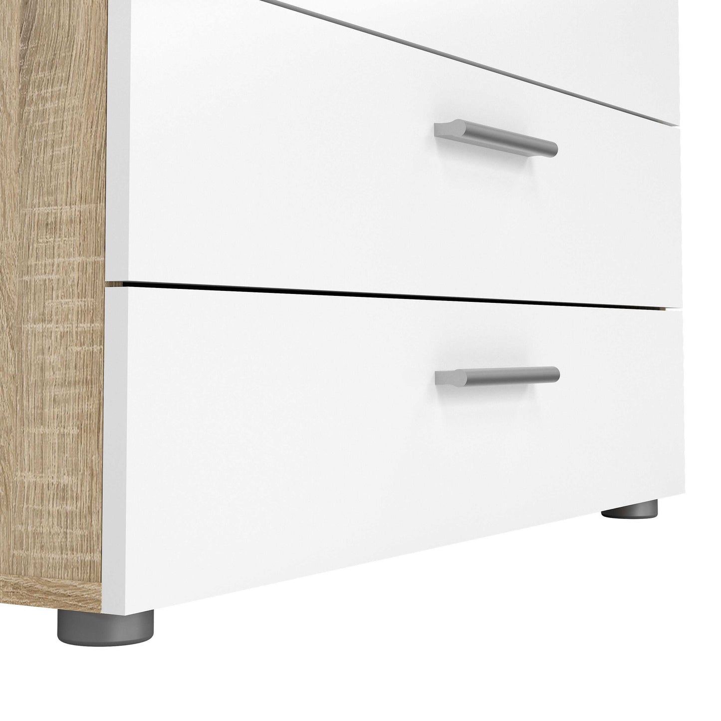 Daejeon White and Natural Oak Effect Wood Chest of 4 Drawers