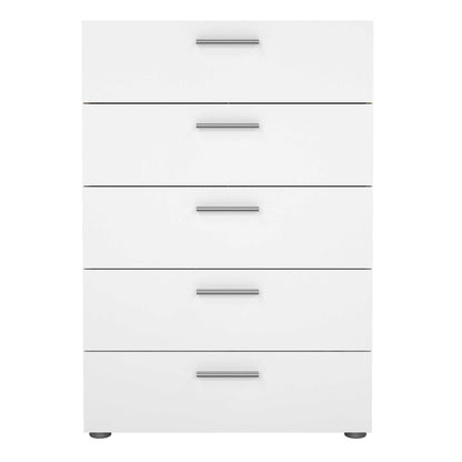 Daejeon White and Natural Oak Effect Wood Chest 5 Drawers