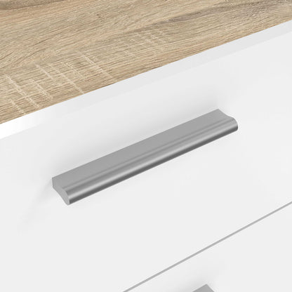 Daejeon White and Natural Oak Effect Wood Chest 5 Drawers