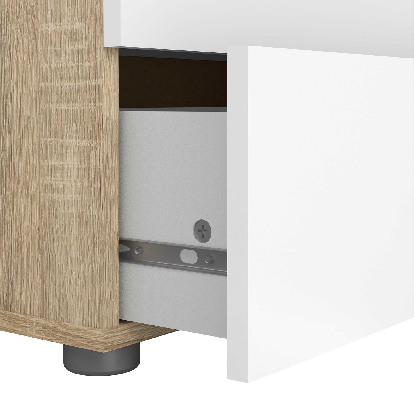 Daejeon White and Natural Oak Effect Wood Chest 5 Drawers