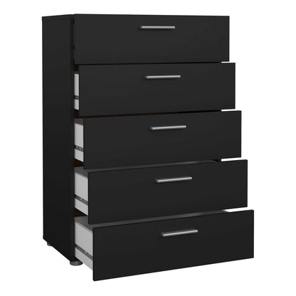 Daejeon Black Wooden Chest 5 Drawers