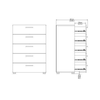 Daejeon Black Wooden Chest 5 Drawers