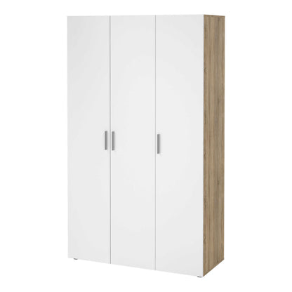 Daejeon White and Natural Oak Effect Wooden Wardrobe 3 Doors