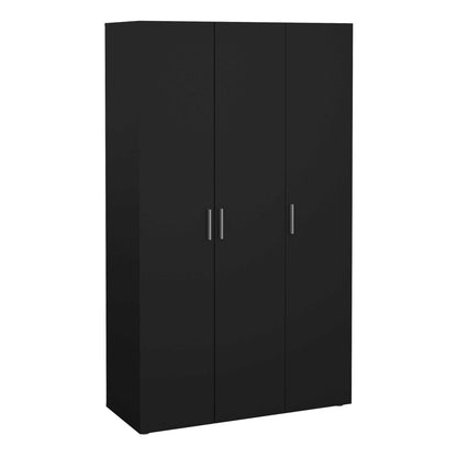 Daejeon Black Wooden Wardrobe 3 Doors