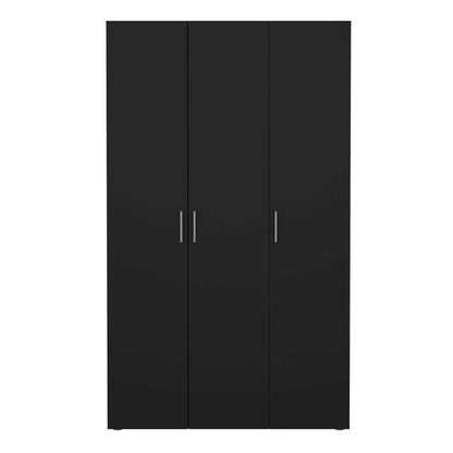 Daejeon Black Wooden Wardrobe 3 Doors