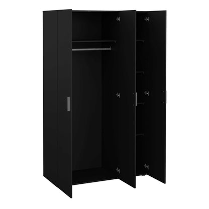 Daejeon Black Wooden Wardrobe 3 Doors