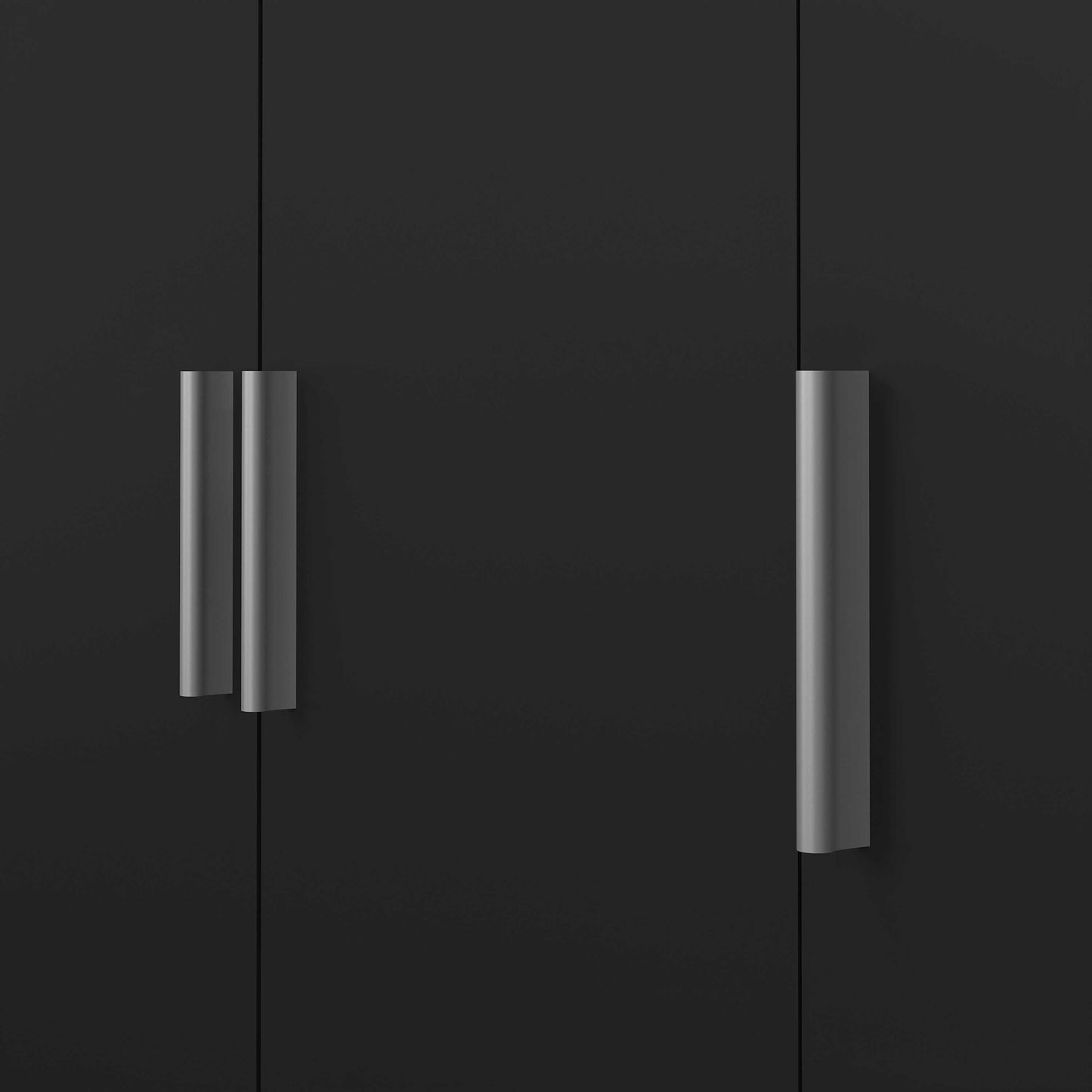 Daejeon Black Wooden Wardrobe 3 Doors