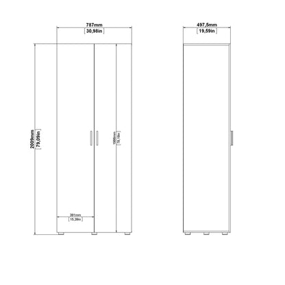 Wilde Natural Oak Wood Effect and White Gloss Wardrobe 2 Doors