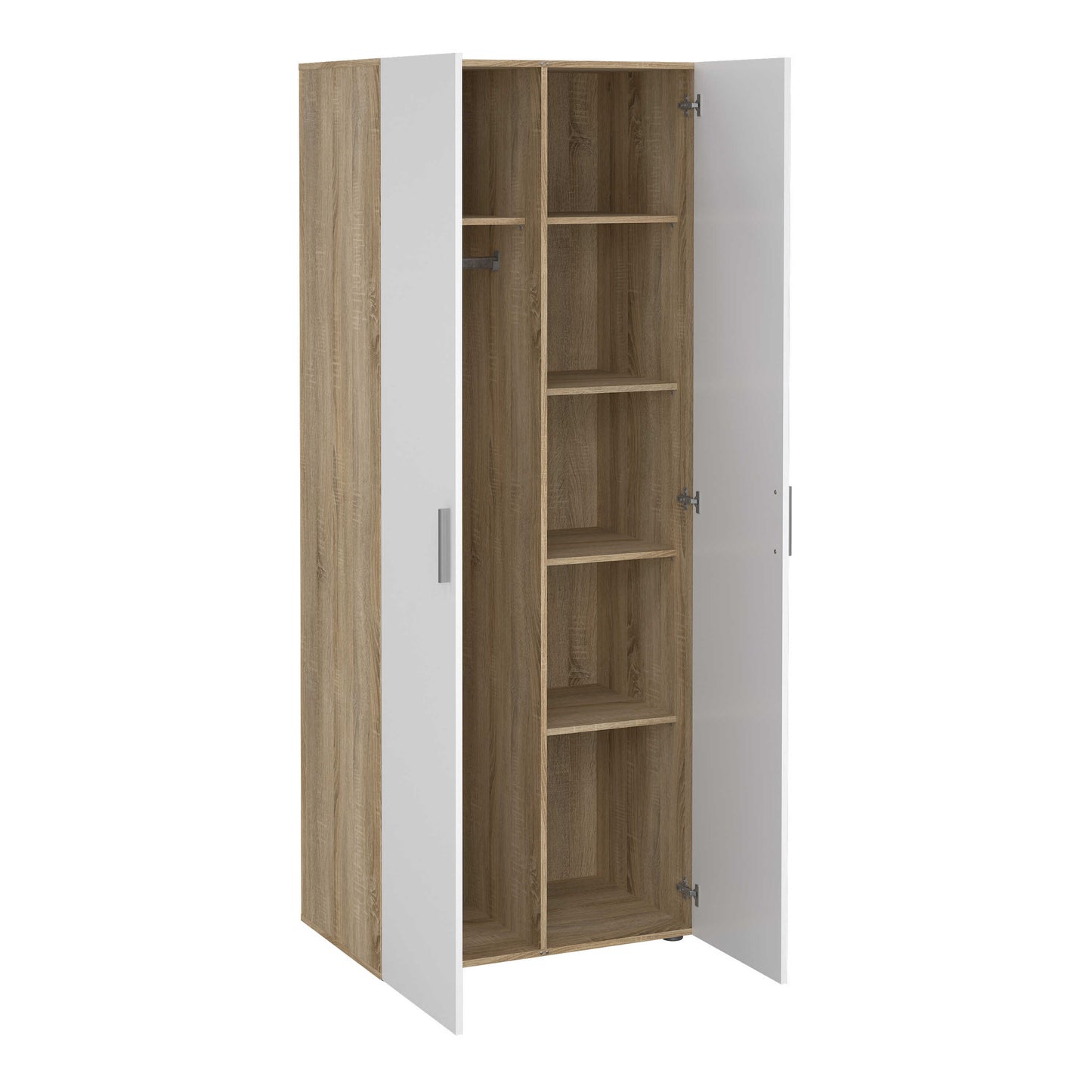 Wilde Natural Oak Wood Effect and White Gloss Wardrobe 2 Doors