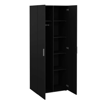 Wilde Black Bedroom Furniture Set - Bedside 2 Drawers + Chest of 4 Drawers + Wardrobe 2 Doors