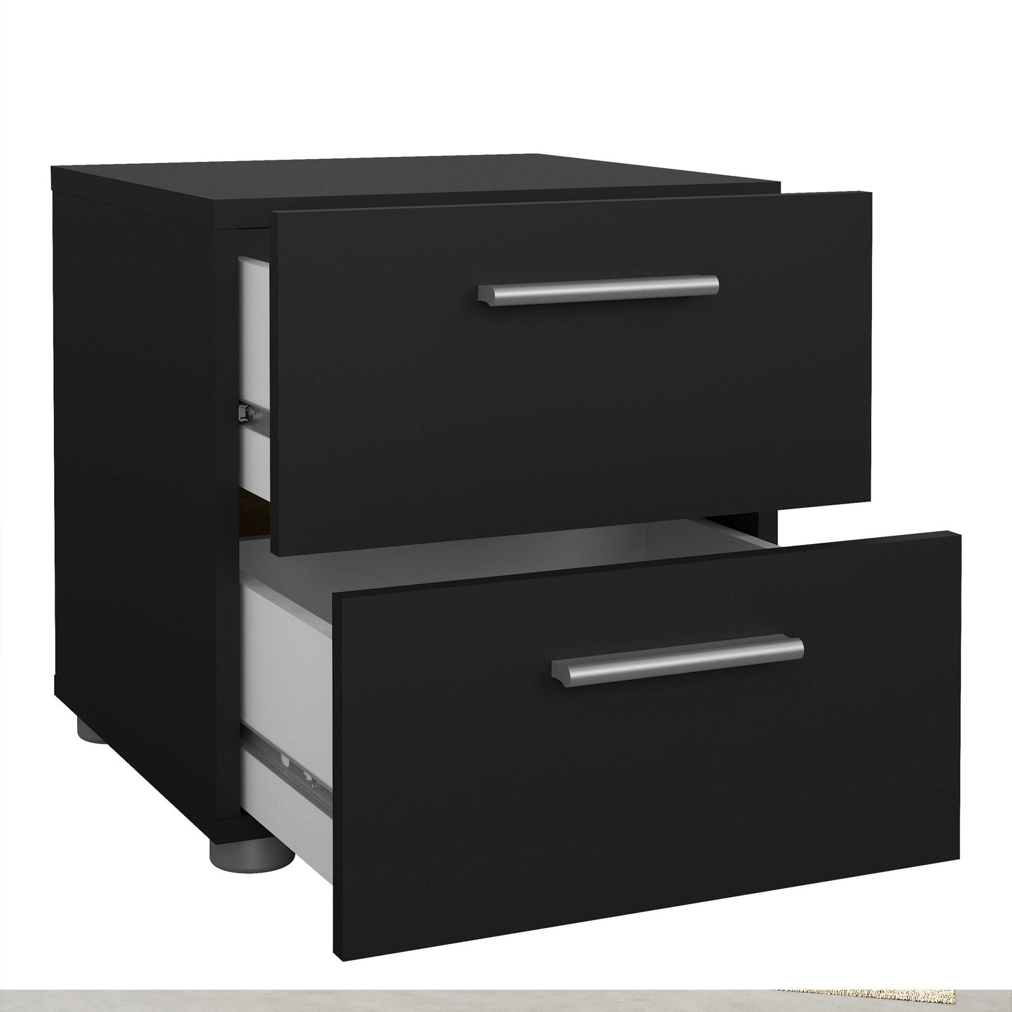 Wilde Black Bedroom Furniture Set - Bedside 2 Drawers + Chest of 4 Drawers + Wardrobe 2 Doors