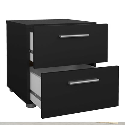 Wilde Black Bedroom Furniture Set - Bedside 2 Drawers + Chest of 4 Drawers + Wardrobe 2 Doors
