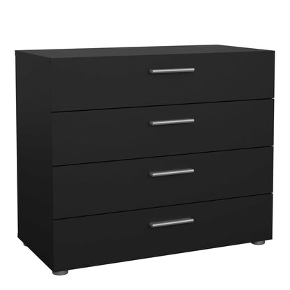 Wilde Black Bedroom Furniture Set - Bedside 2 Drawers + Chest of 4 Drawers + Wardrobe 2 Doors