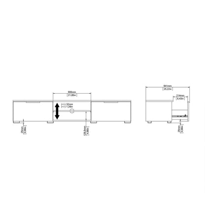 Amberfield Truffle Oak Wood TV Unit 2 Drawers 2 Shelf