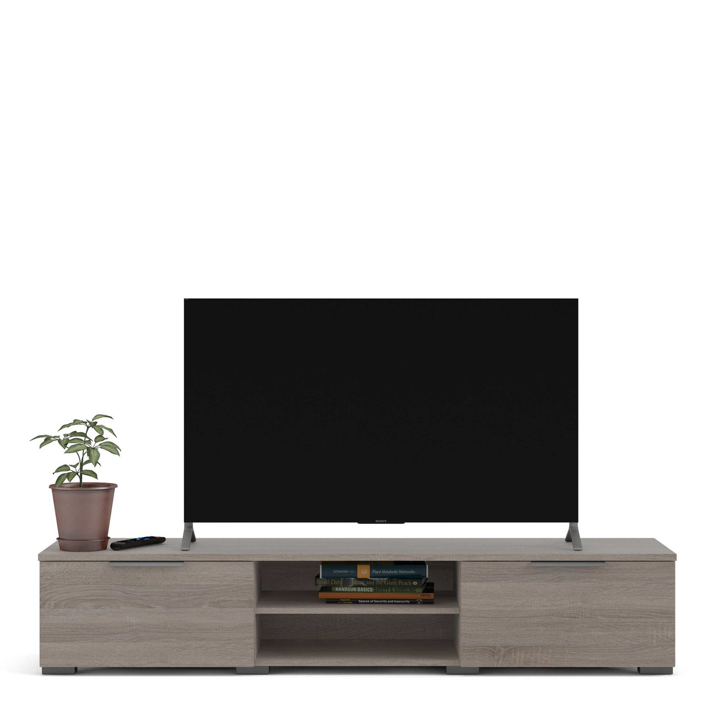 Amberfield Truffle Oak Wood TV Unit 2 Drawers 2 Shelf