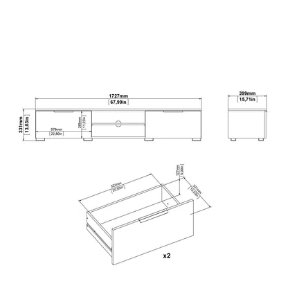Amberfield High Gloss White TV Unit 2 Drawers 2 Shelf