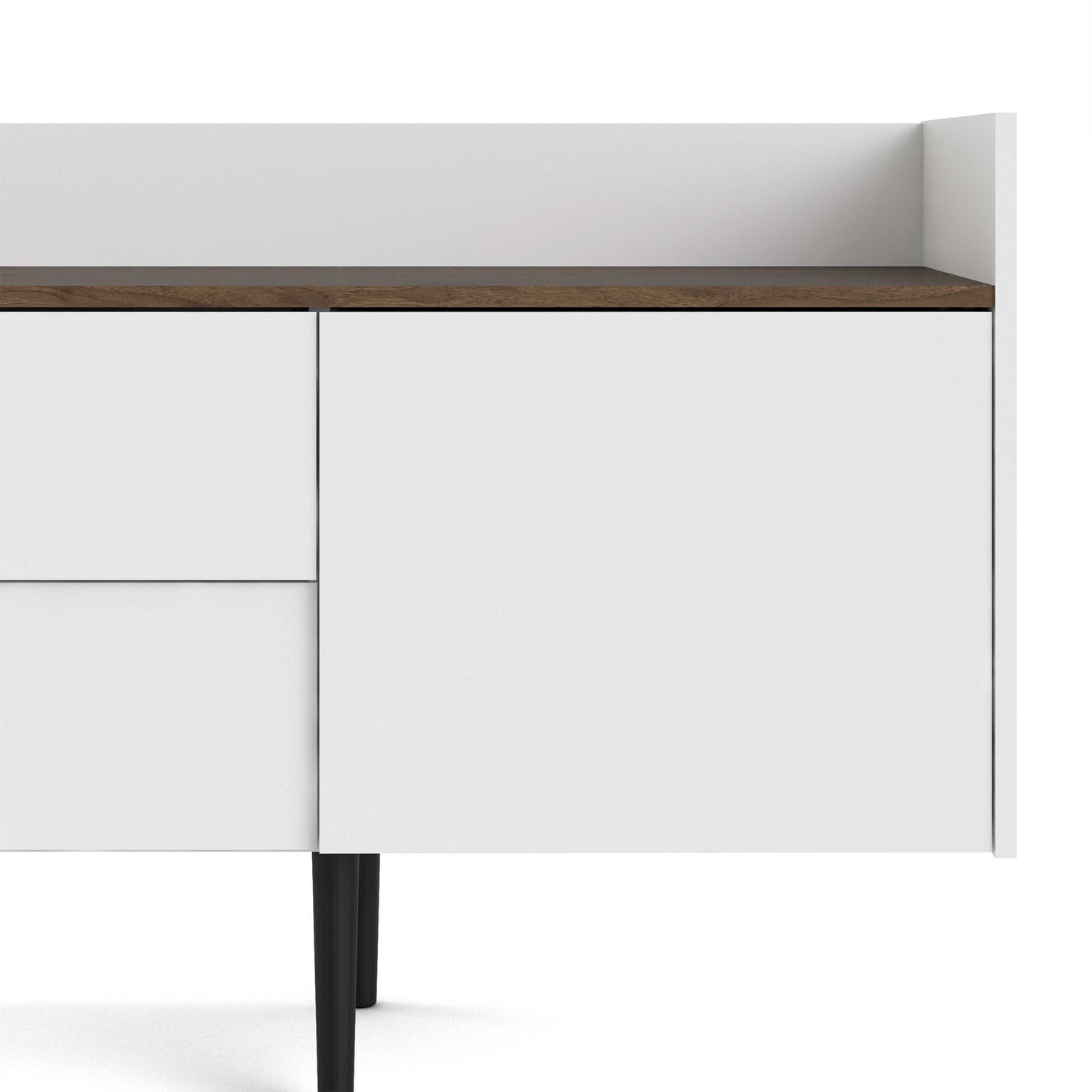 Kuala White and Natural Walnut Wood Retro Sideboard 2 Drawers 3 Doors