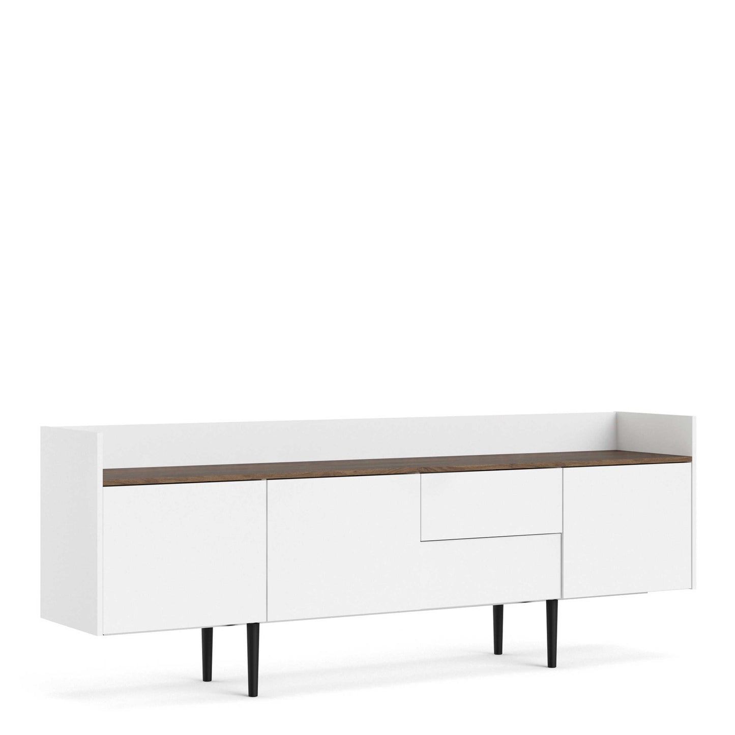 Kuala White and Natural Walnut Wood Retro Sideboard 2 Drawers 3 Doors