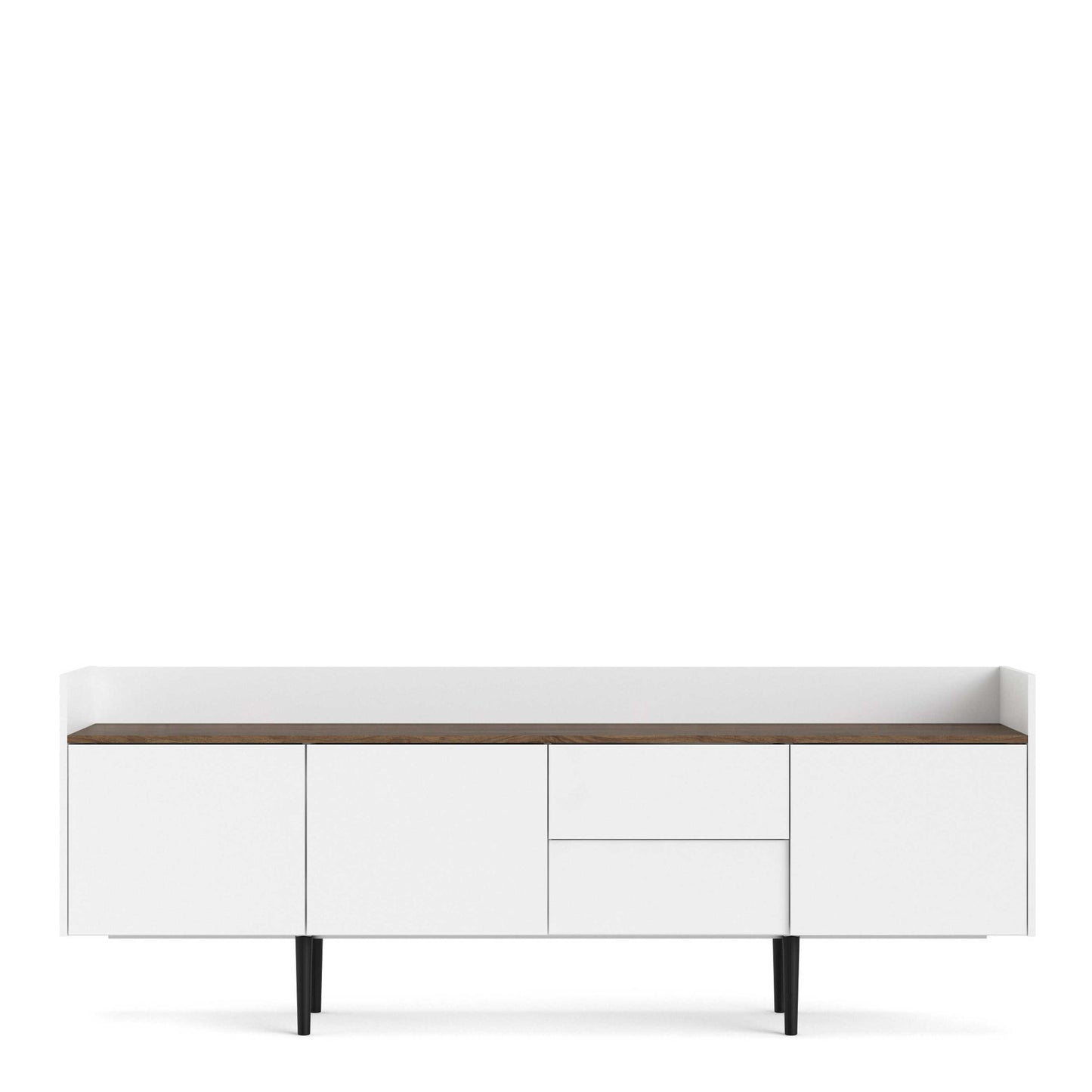 Kuala White and Natural Walnut Wood Retro Sideboard 2 Drawers 3 Doors