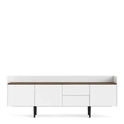 Kuala White and Natural Walnut Wood Retro Sideboard 2 Drawers 3 Doors