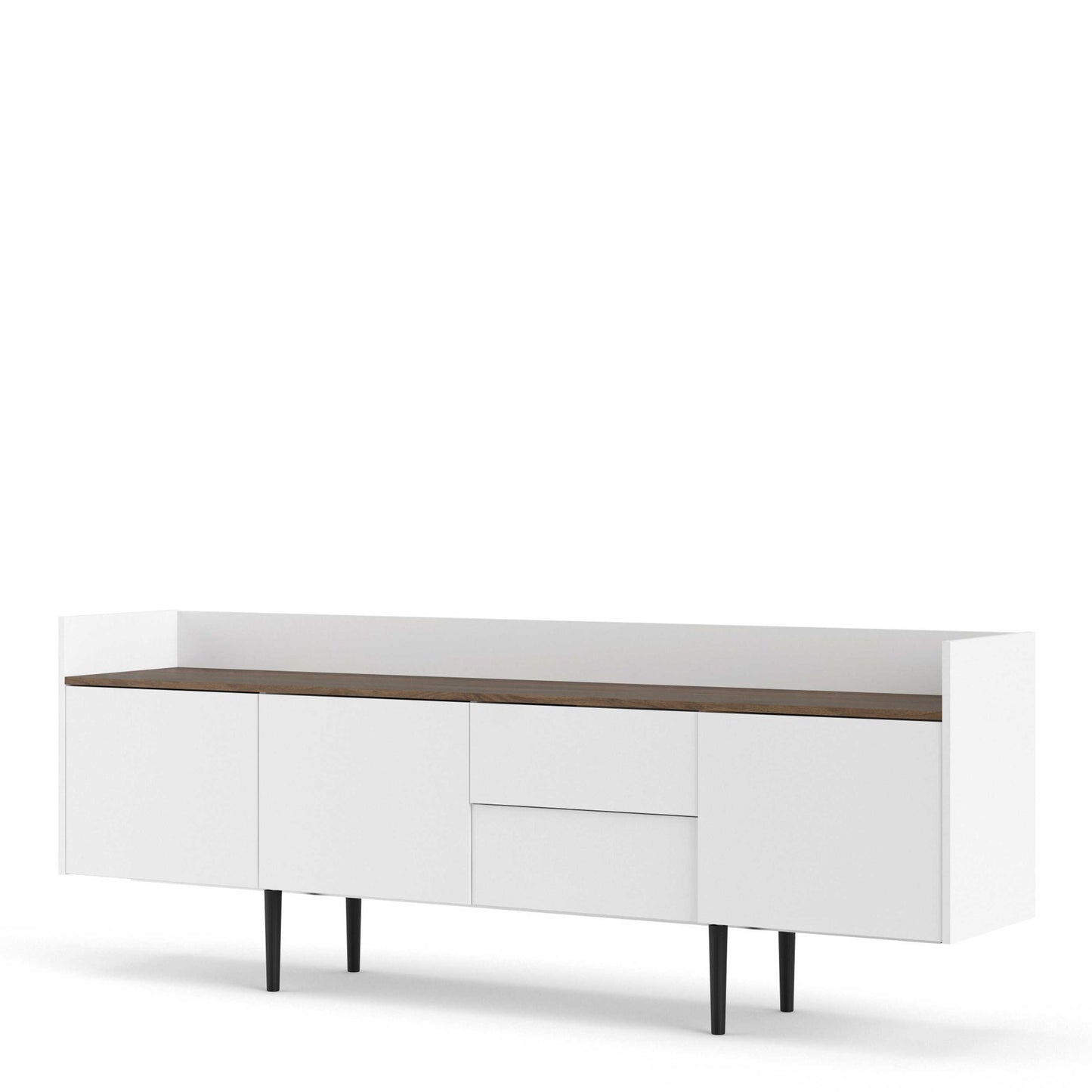 Kuala White and Natural Walnut Wood Retro Sideboard 2 Drawers 3 Doors