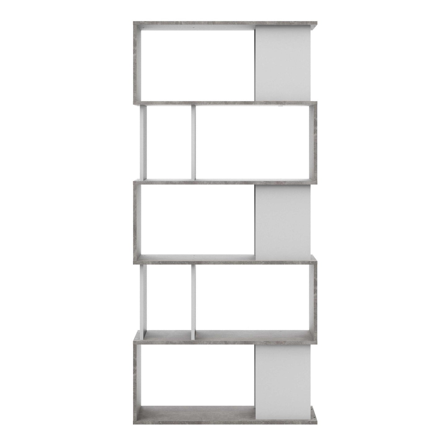 Taichung Concrete Effect and White Asymmetrical Bookcase 5 Shelves