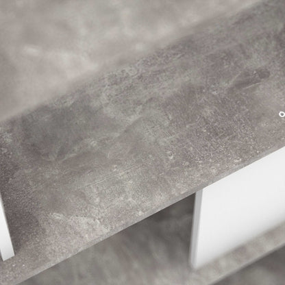 Taichung Concrete Effect and White Asymmetrical Bookcase 5 Shelves