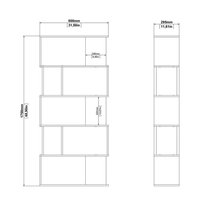 Taichung Concrete Effect and White Asymmetrical Bookcase 5 Shelves