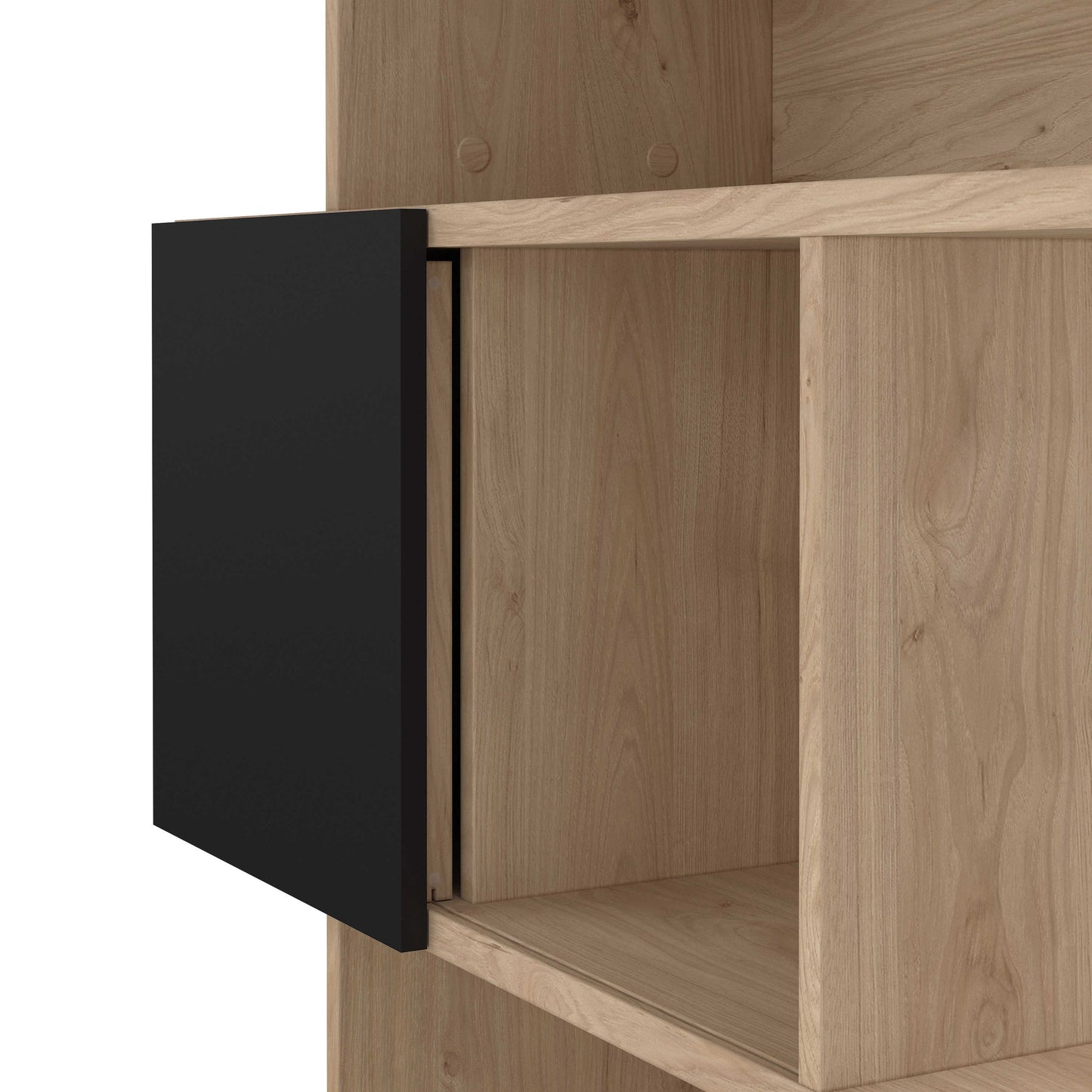 Taichung Hickory Wood Effect and Black Asymmetrical Bookcase 5 Shelves