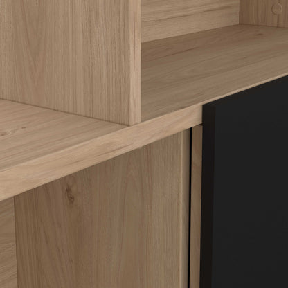 Taichung Hickory Wood Effect and Black Asymmetrical Bookcase 5 Shelves