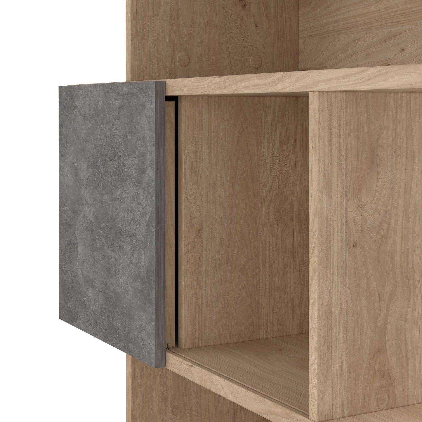 Taichung Hickory Wood Effect and Concrete Effect Asymmetrical Bookcase 5 Shelves