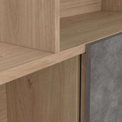 Taichung Hickory Wood Effect and Concrete Effect Asymmetrical Bookcase 5 Shelves