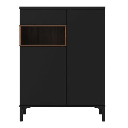 Indigo Sideboard 2 Door 1 Drawer in Black and Walnut
