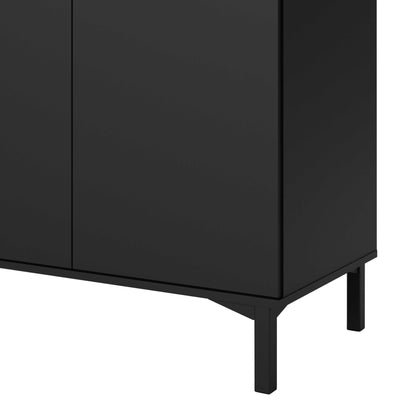 Indigo Sideboard 3 Drawers 3 Doors Black and Walnut Effect Wood