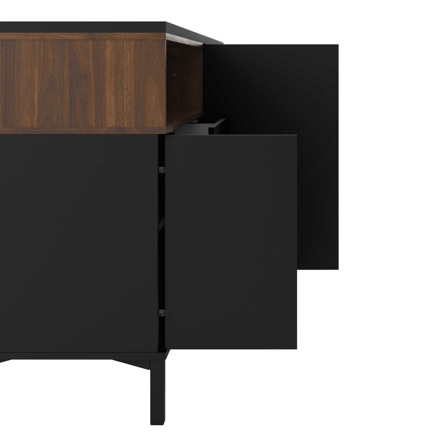 Indigo Sideboard 3 Drawers 3 Doors Black and Walnut Effect Wood