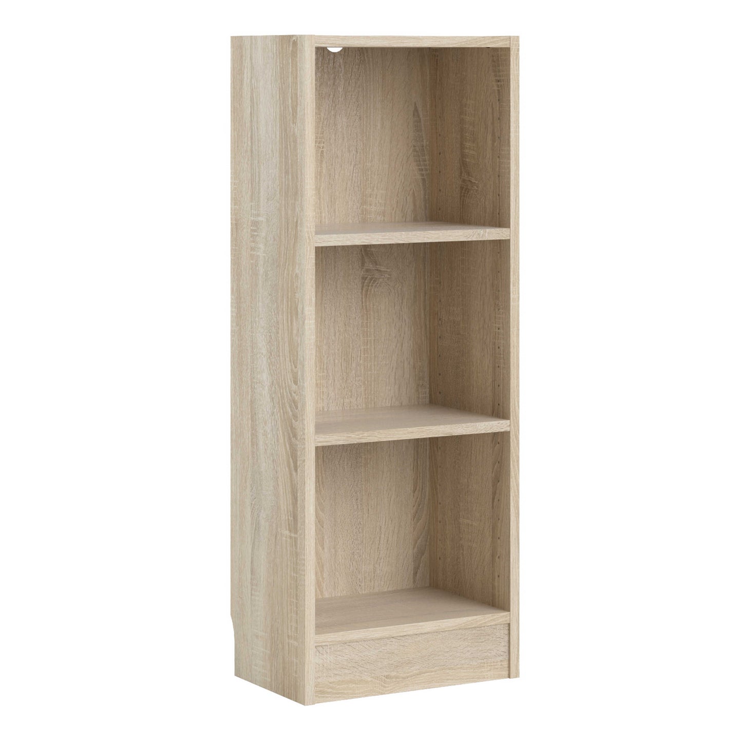 Amberfern Natural Oak Wood Low Narrow Bookcase 2 Shelves