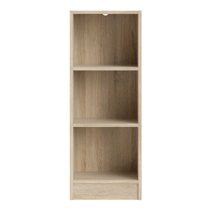 Amberfern Natural Oak Wood Low Narrow Bookcase 2 Shelves