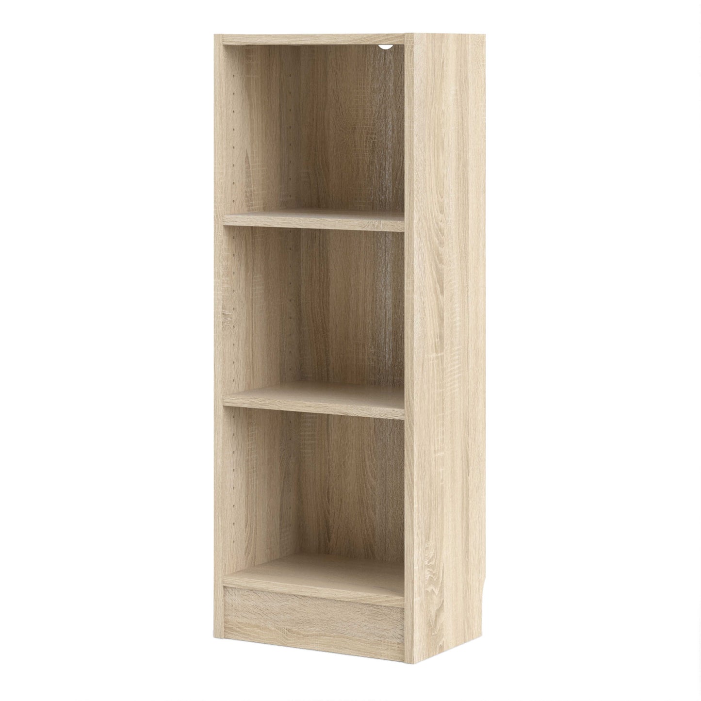 Amberfern Natural Oak Wood Low Narrow Bookcase 2 Shelves