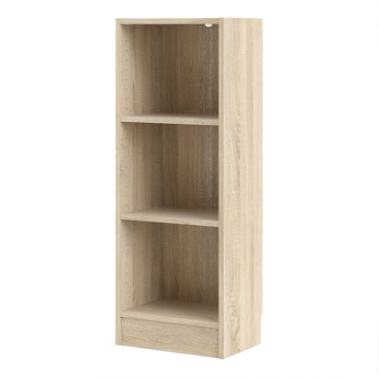 Amberfern Natural Oak Wood Low Narrow Bookcase 2 Shelves