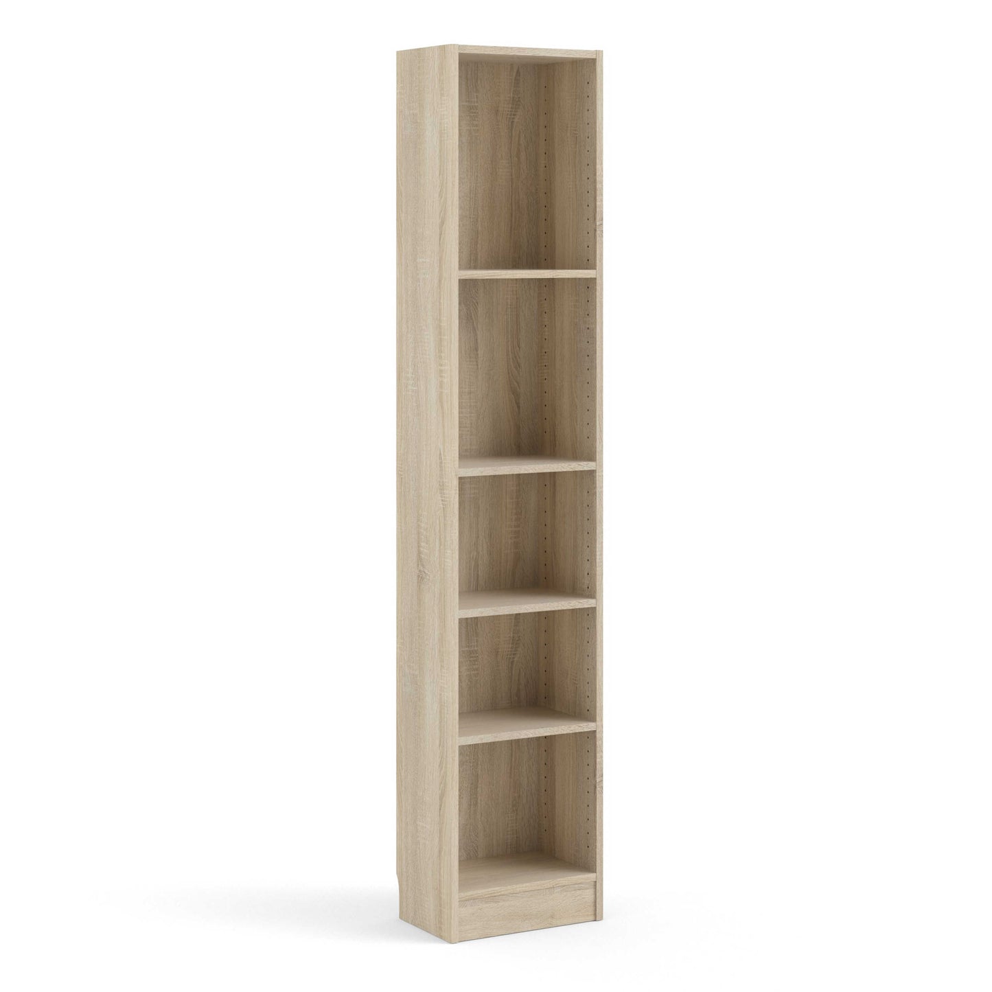 Amberfern Natural Oak Wood Tall Narrow Bookcase 4 Shelves