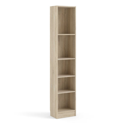 Amberfern Natural Oak Wood Tall Narrow Bookcase 4 Shelves