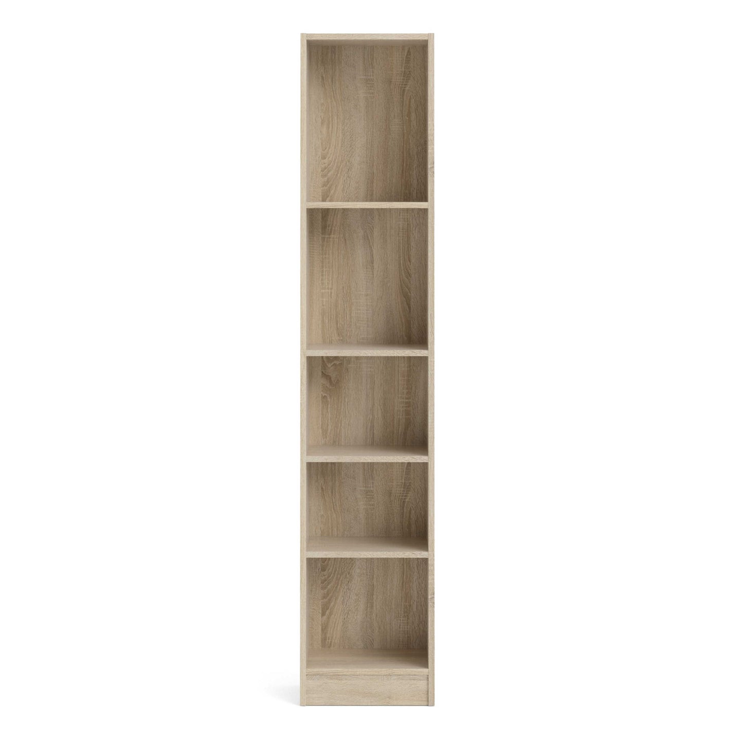 Amberfern Natural Oak Wood Tall Narrow Bookcase 4 Shelves