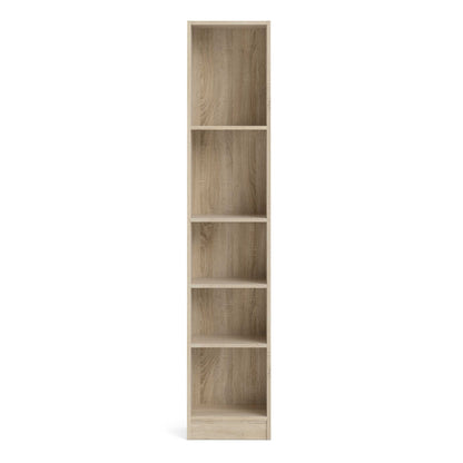 Amberfern Natural Oak Wood Tall Narrow Bookcase 4 Shelves