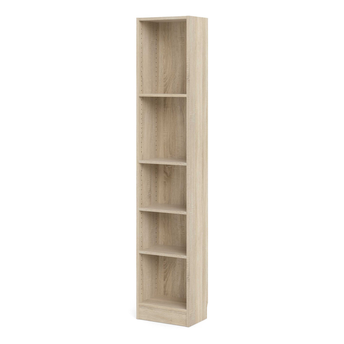 Amberfern Natural Oak Wood Tall Narrow Bookcase 4 Shelves