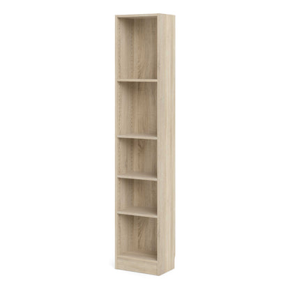Amberfern Natural Oak Wood Tall Narrow Bookcase 4 Shelves
