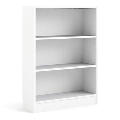 Amberfern White Wooden Low Wide Bookcase 2 Shelves